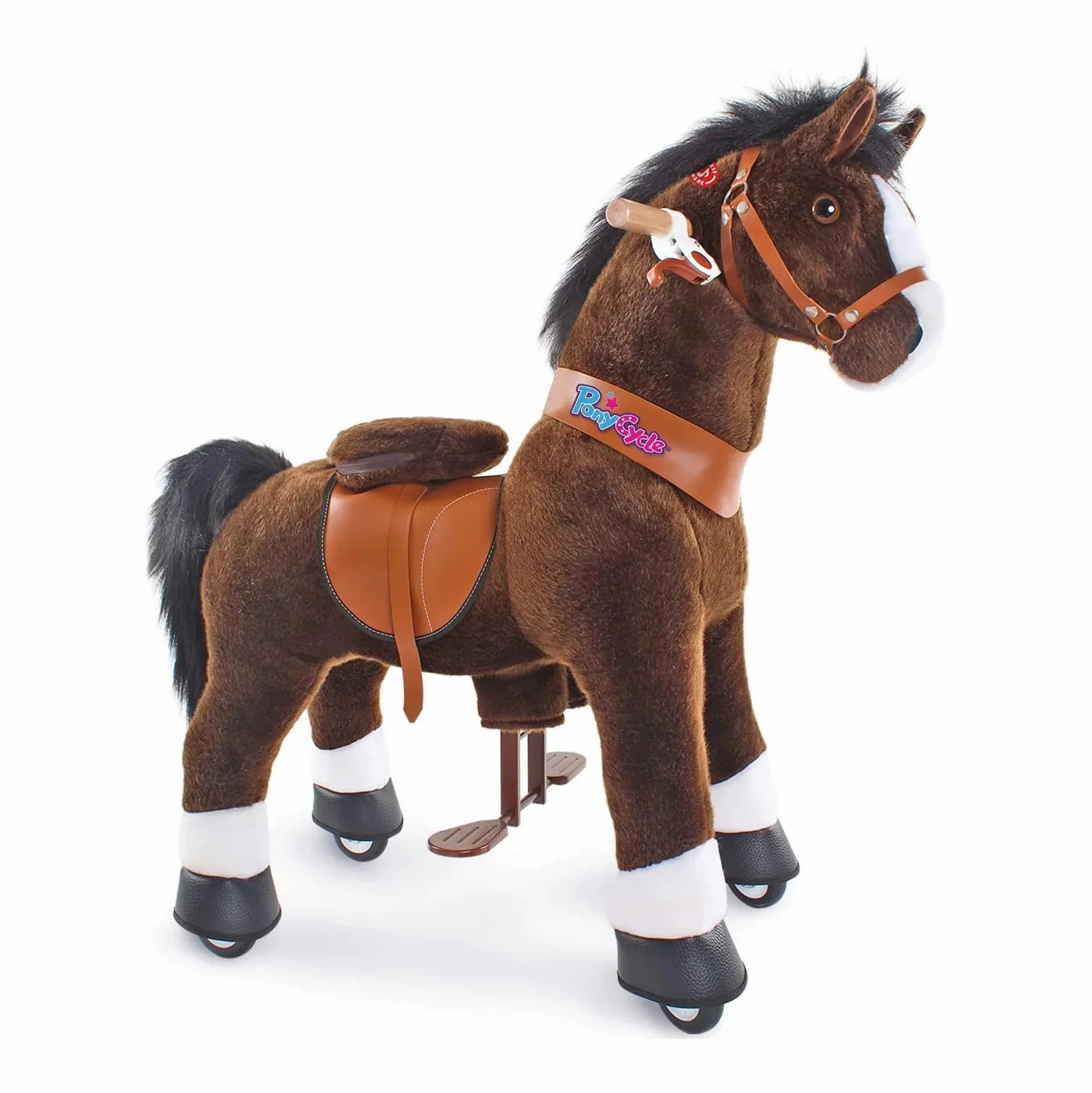 Ponycycle Mechanically Walking Ride-On Horse, Chocolate - Ages 3-5 Young imaginations Tools for tiny thinkers