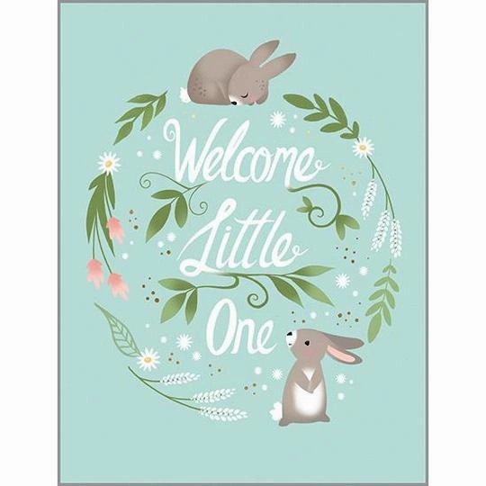 Exploration made fun Young minds at work Welcome Little One Rabbits Baby Card