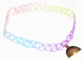 Kids Rainbow Elastic Choker & Rainbow Charm Necklace Busy kids Tools for tiny thinkers
