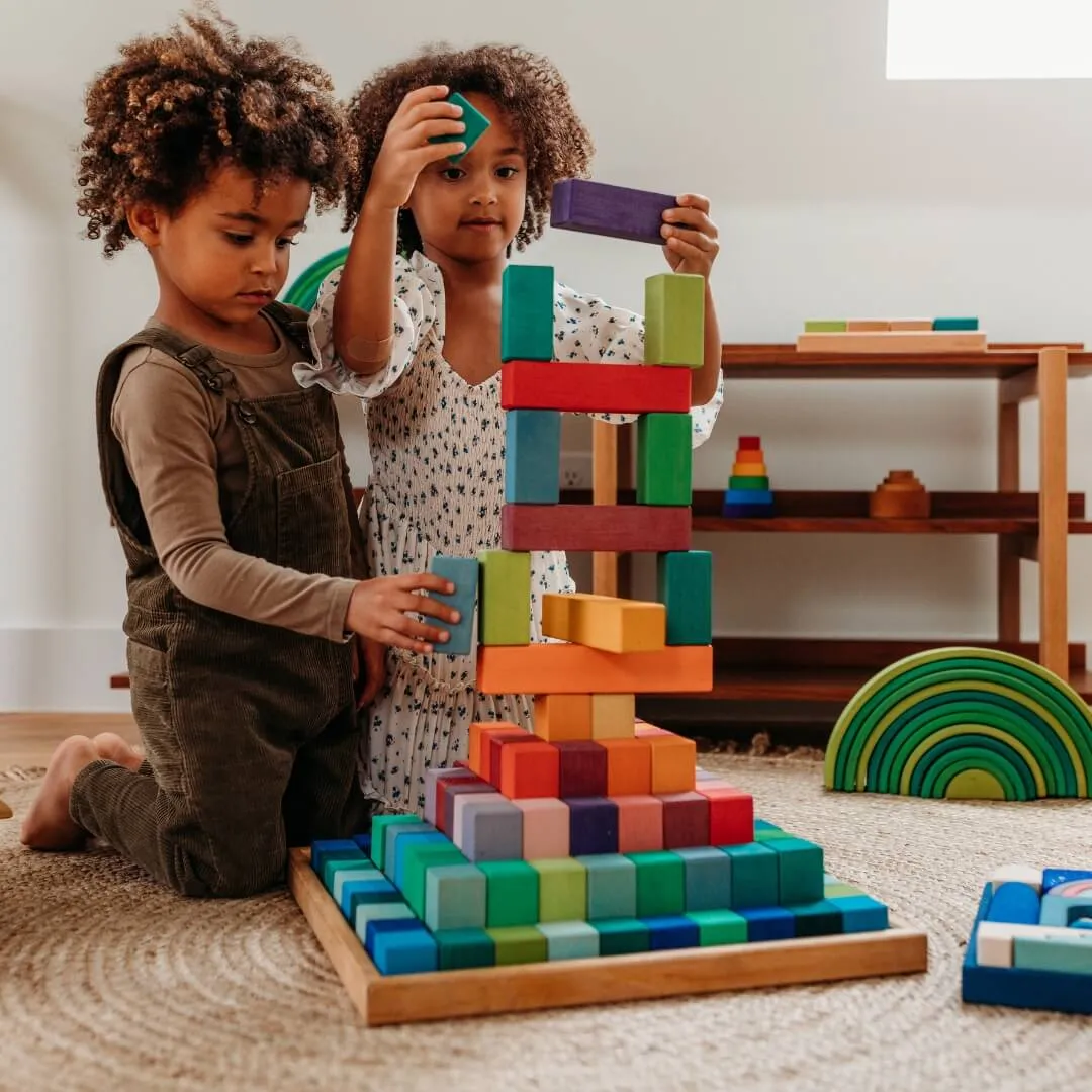 Large Stepped Pyramid Wooden Math Blocks Playful learning Designed for development