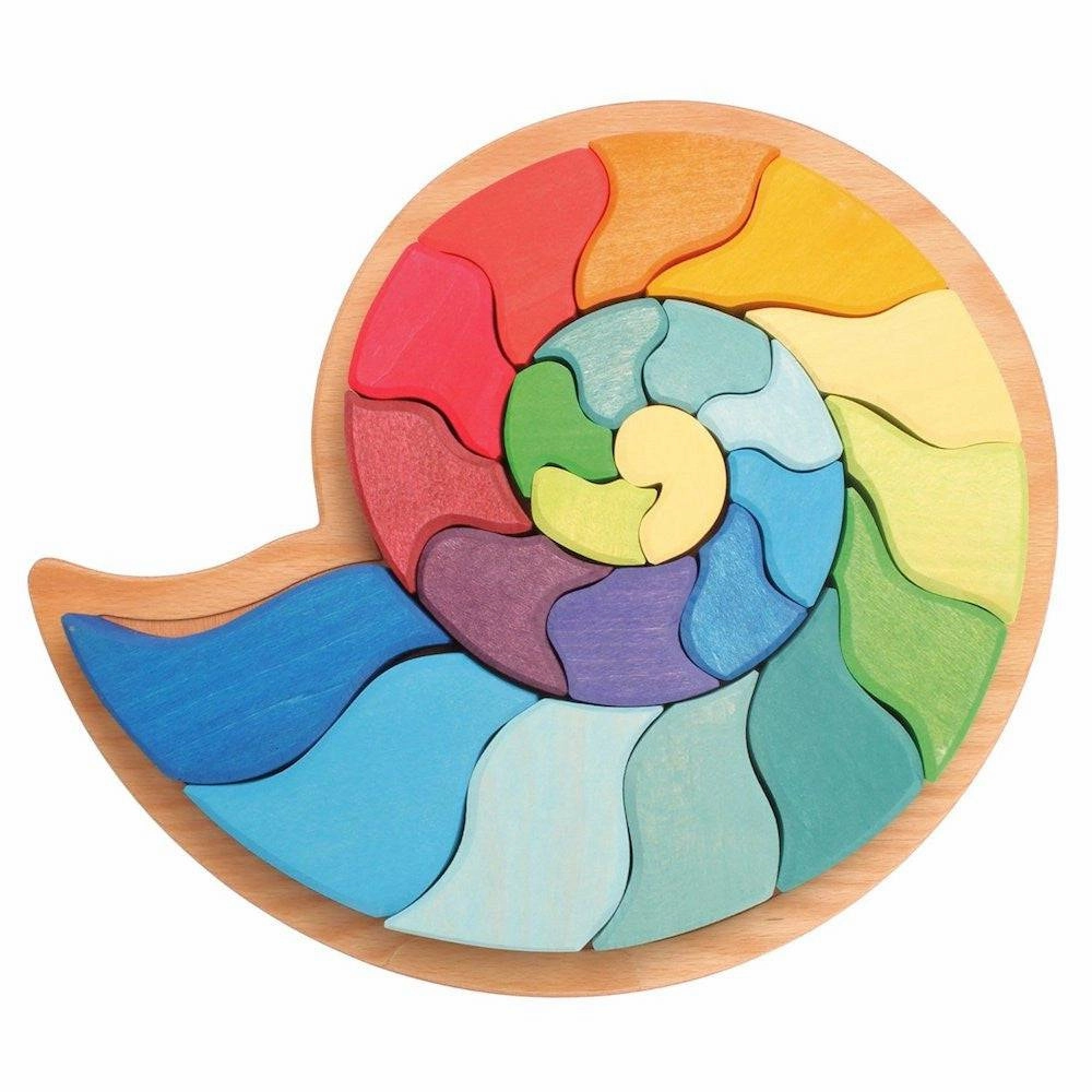 Parent-approved learning Growth tools Large Ammonite Snail - Wooden Puzzle Blocks