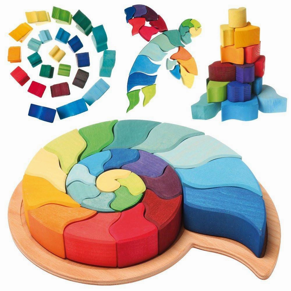 Large Ammonite Snail - Wooden Puzzle Blocks Early learning