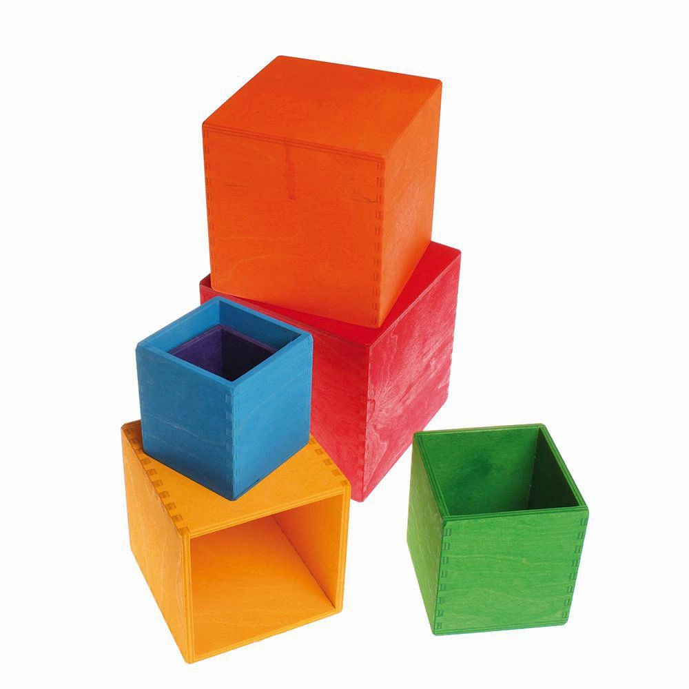 Hands-on discovery Large Rainbow Wooden Nesting Cubes