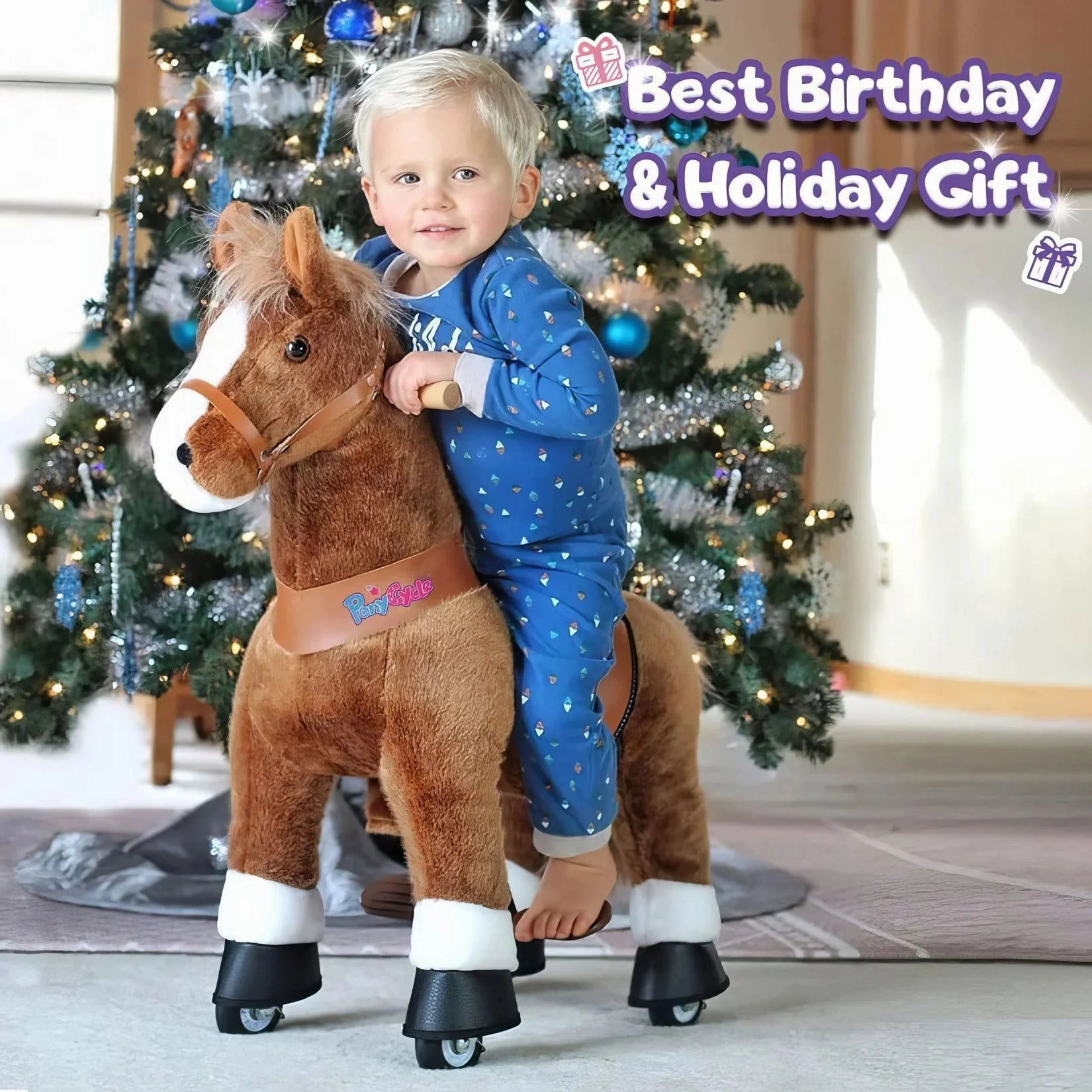 Engaging young minds Ponycycle Mechanically Walking Ride-On Brown Horse - Ages 4-8 Years