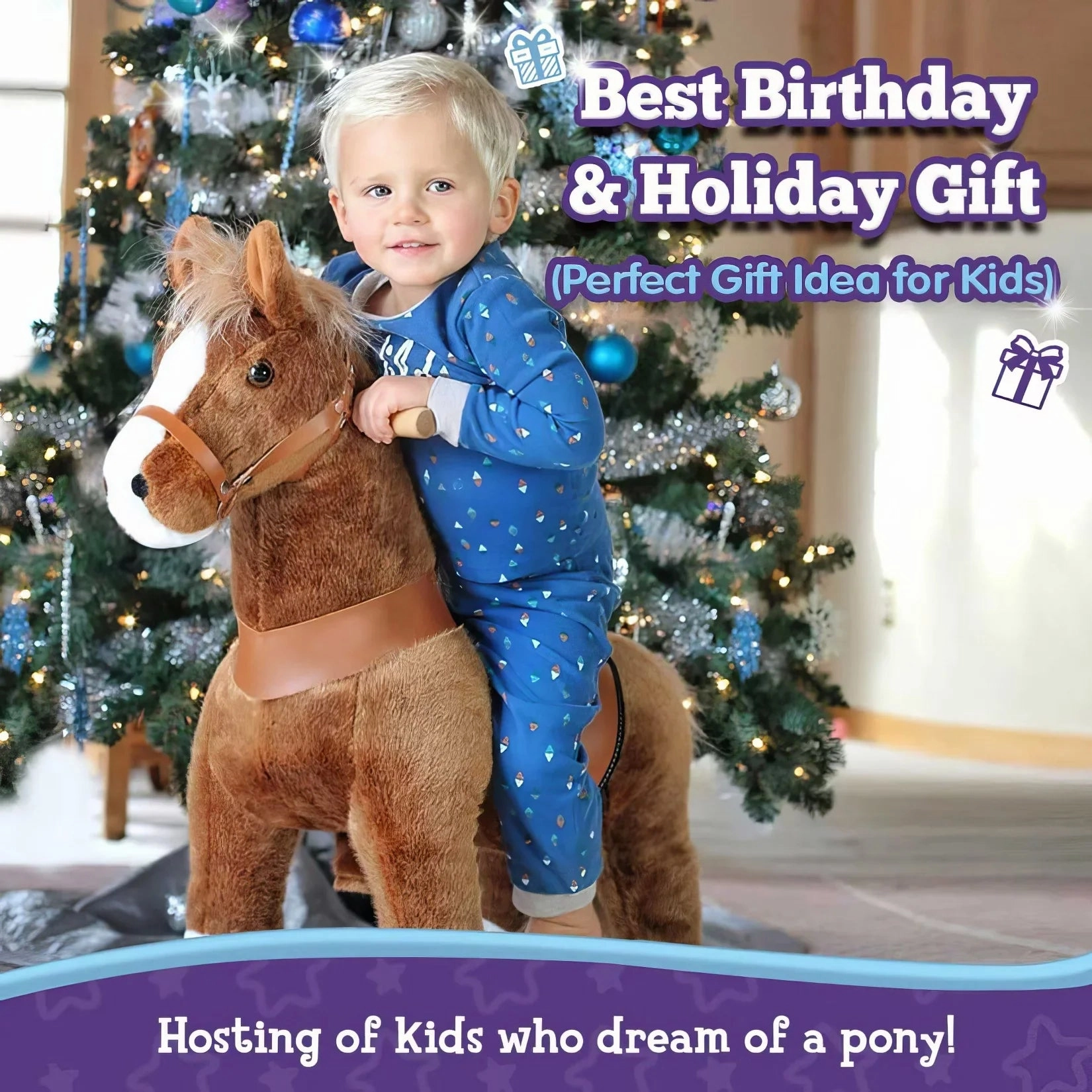 First explorers Quiet play for growing minds Ponycycle Mechanically Walking Ride-On Brown Horse - Ages 4-8 Years