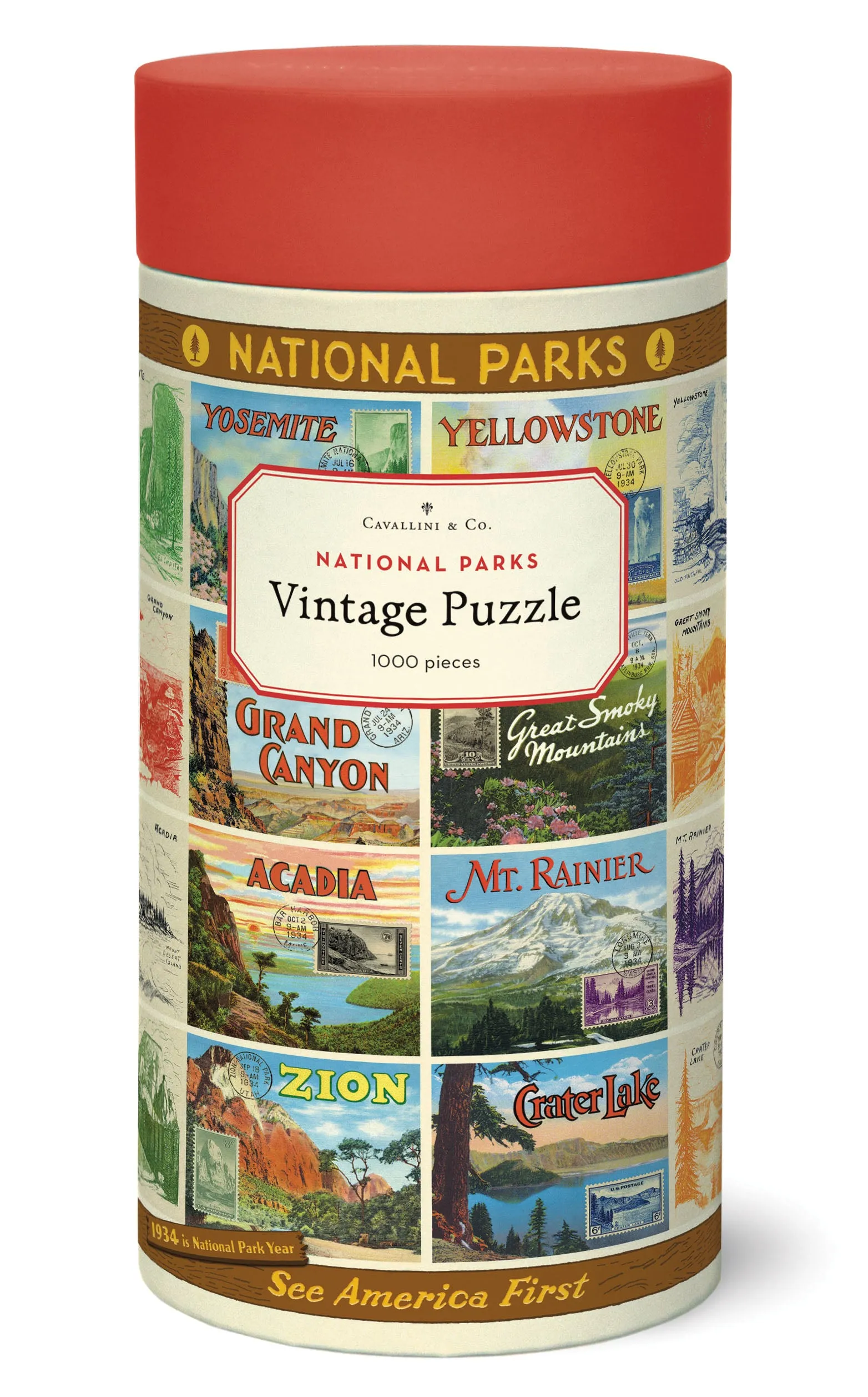 Cavallini & Co. National Parks Collage 1000 Piece Puzzle Discover & grow