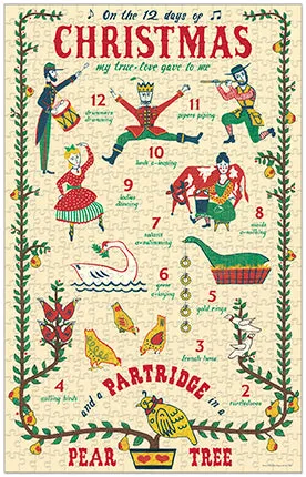 Enrichment activities Smart & fun Cavallini & Co. Twelve Days Of Christmas 500 Piece Holiday Puzzle