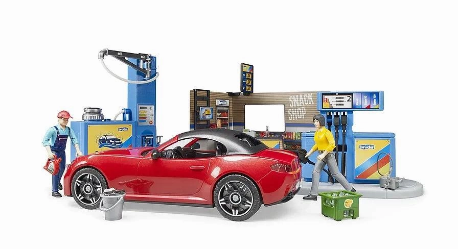 Bruder Bworld Filling Station With Vehicle And Car Wash Imaginative play