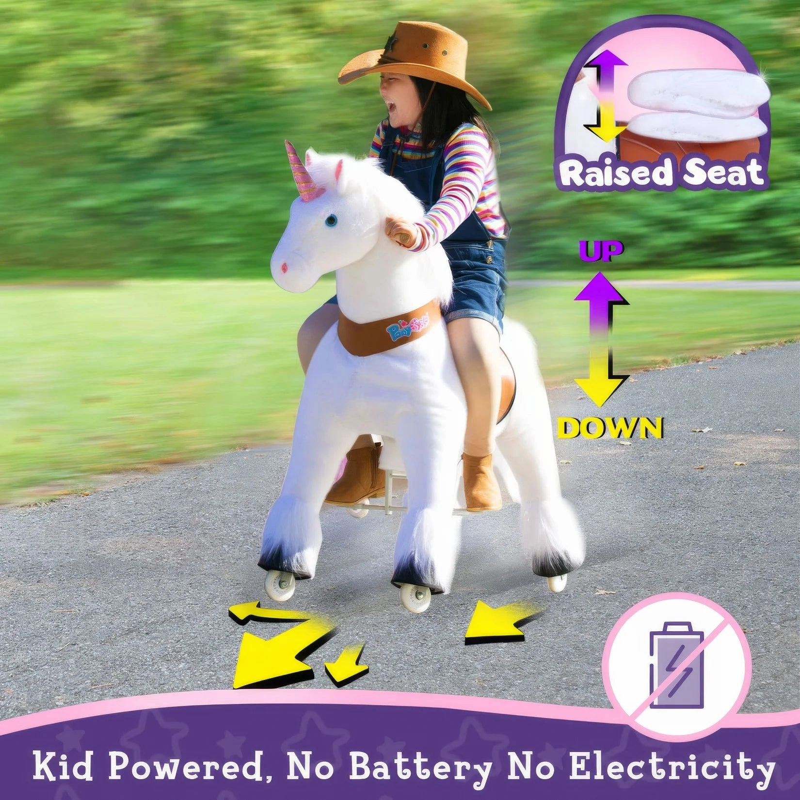 Ponycycle Mechanically Walking Ride-On White Unicorn - Age 7  Busy kids