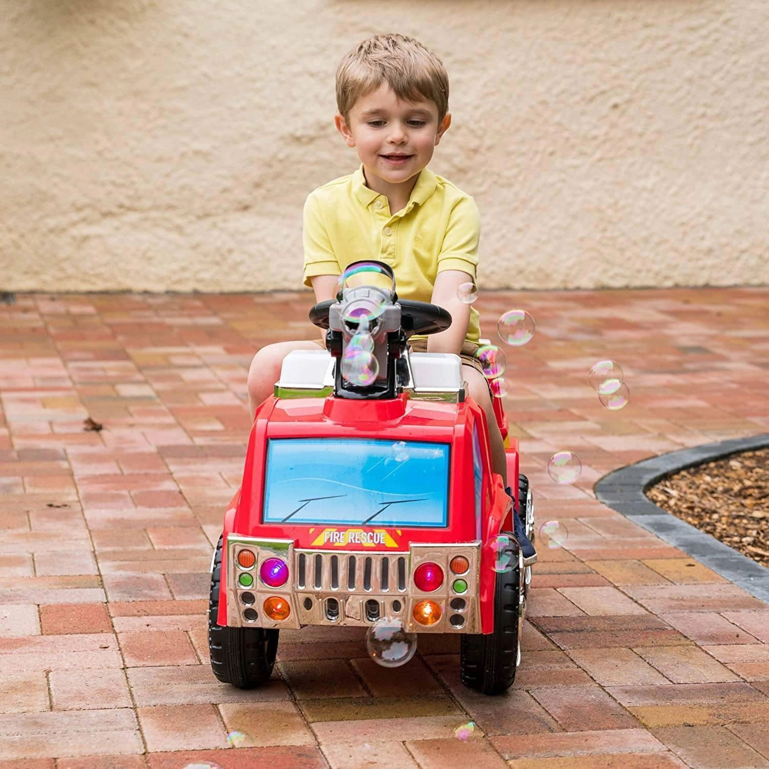 Toyrific Bubbles Children'S Battery Ride-On Fire Engine Learning through play