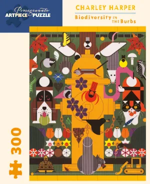 Inspiring creativity Mini makers Pomegranate Charley Harper "Biodiversity In The Burbs" 300 Piece Puzzle