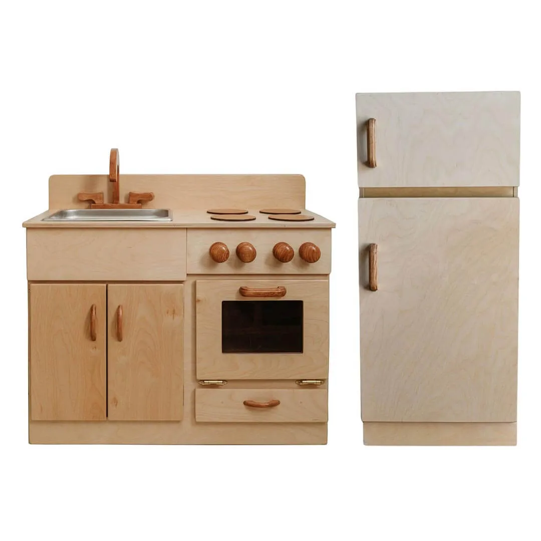 Classic Wooden Kitchen And Refrigerator Bundle Home learning tools Holistic