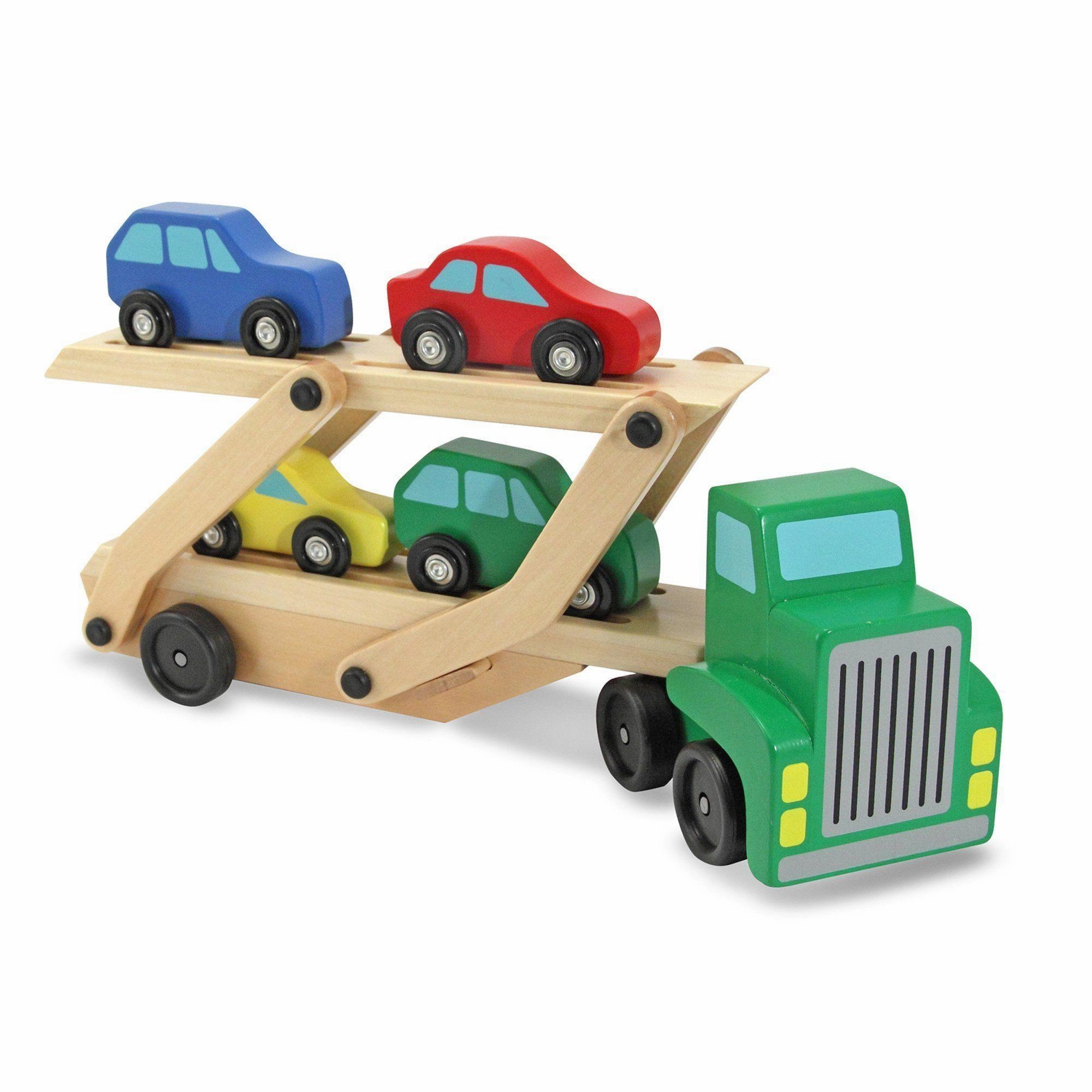 Melissa & Doug 14096 Car Carrier Truck & Cars Wooden Toy Set Creative time for curious minds