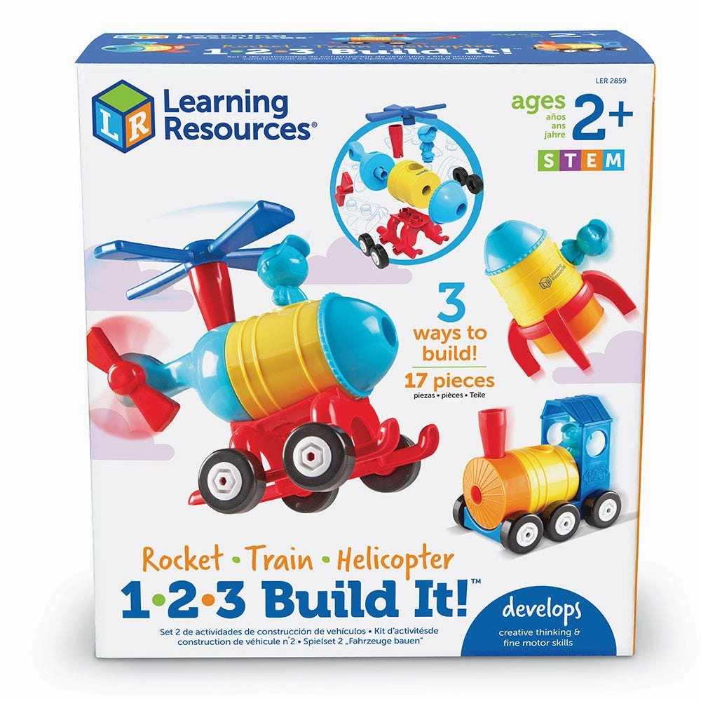Learning tools 1-2-3 Build It! Rocket-Train-Helicopter