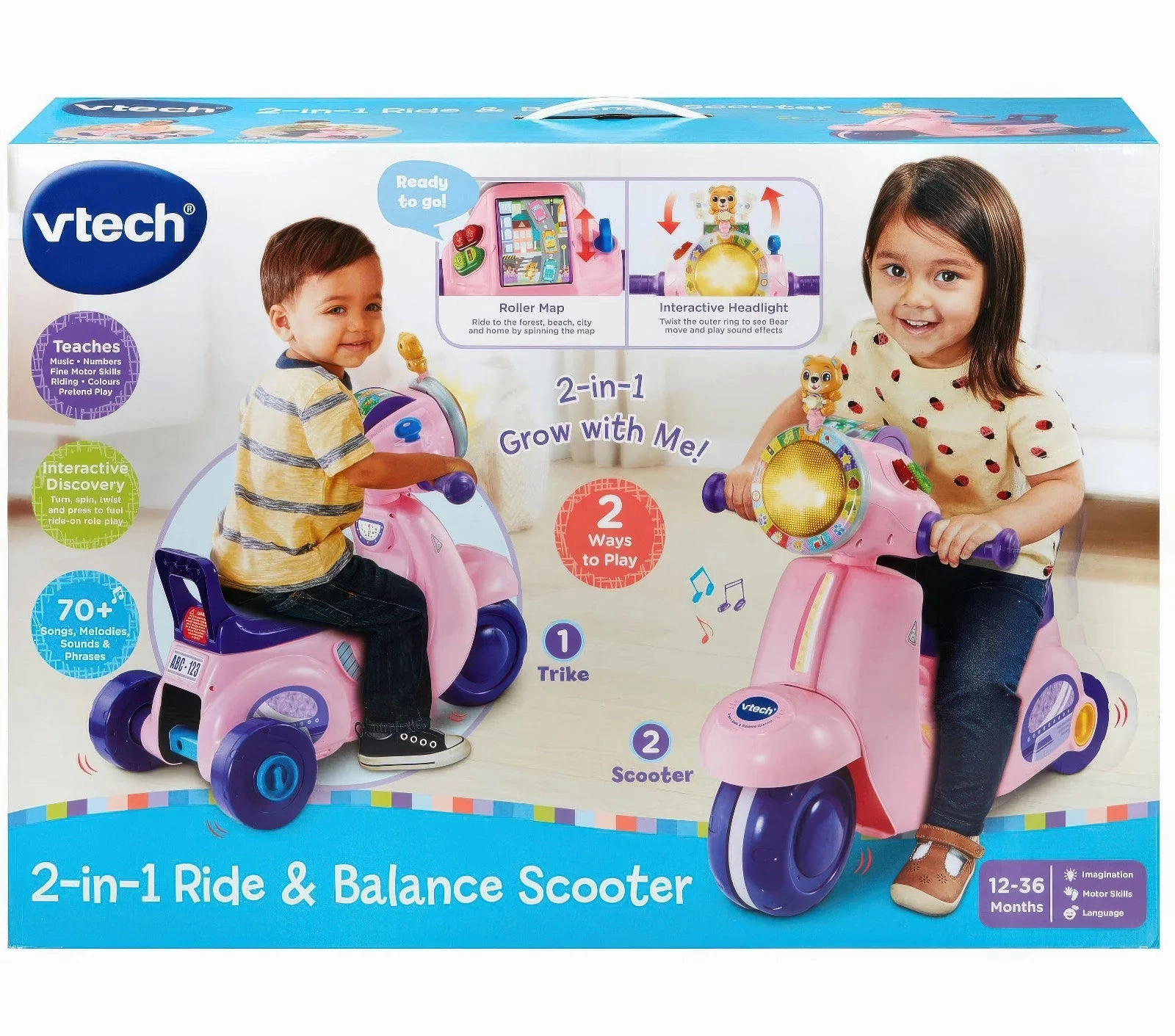 Kids discovery tools Vtech Baby 2-In-1 Ride & Balance Scooter, Pink