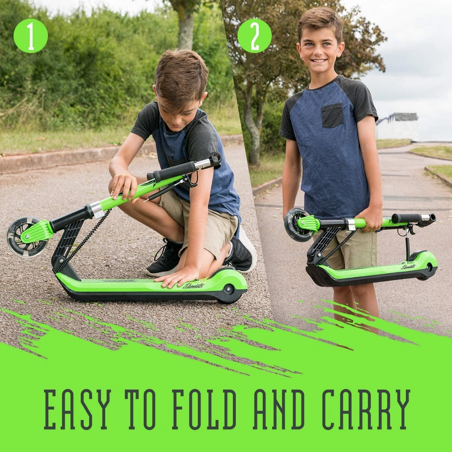 Growth tools Xootz Kids Electric Scooter Folding With Led Light Up Wheel - Green