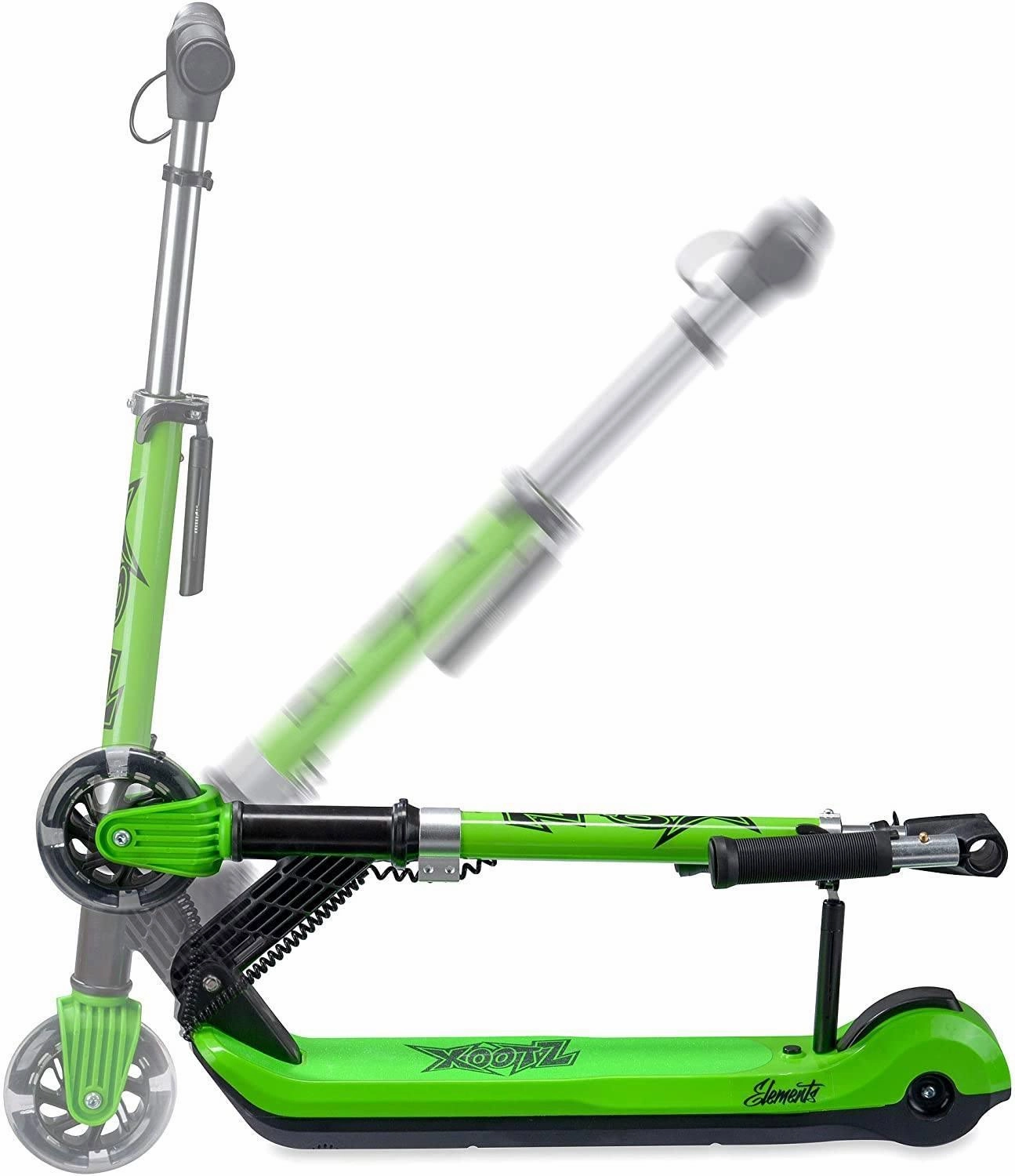 Xootz Kids Electric Scooter Folding With Led Light Up Wheel - Green Quiet play for growing minds Growing minds