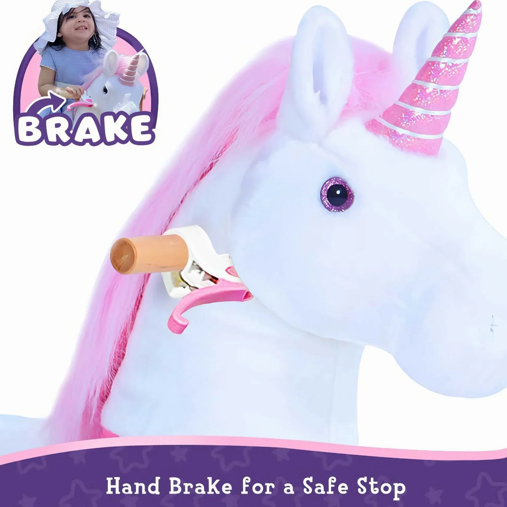 Smart little ones Ponycycle Mechanically Walking Ride-On Pink Unicorn - Ages 4-8 Years