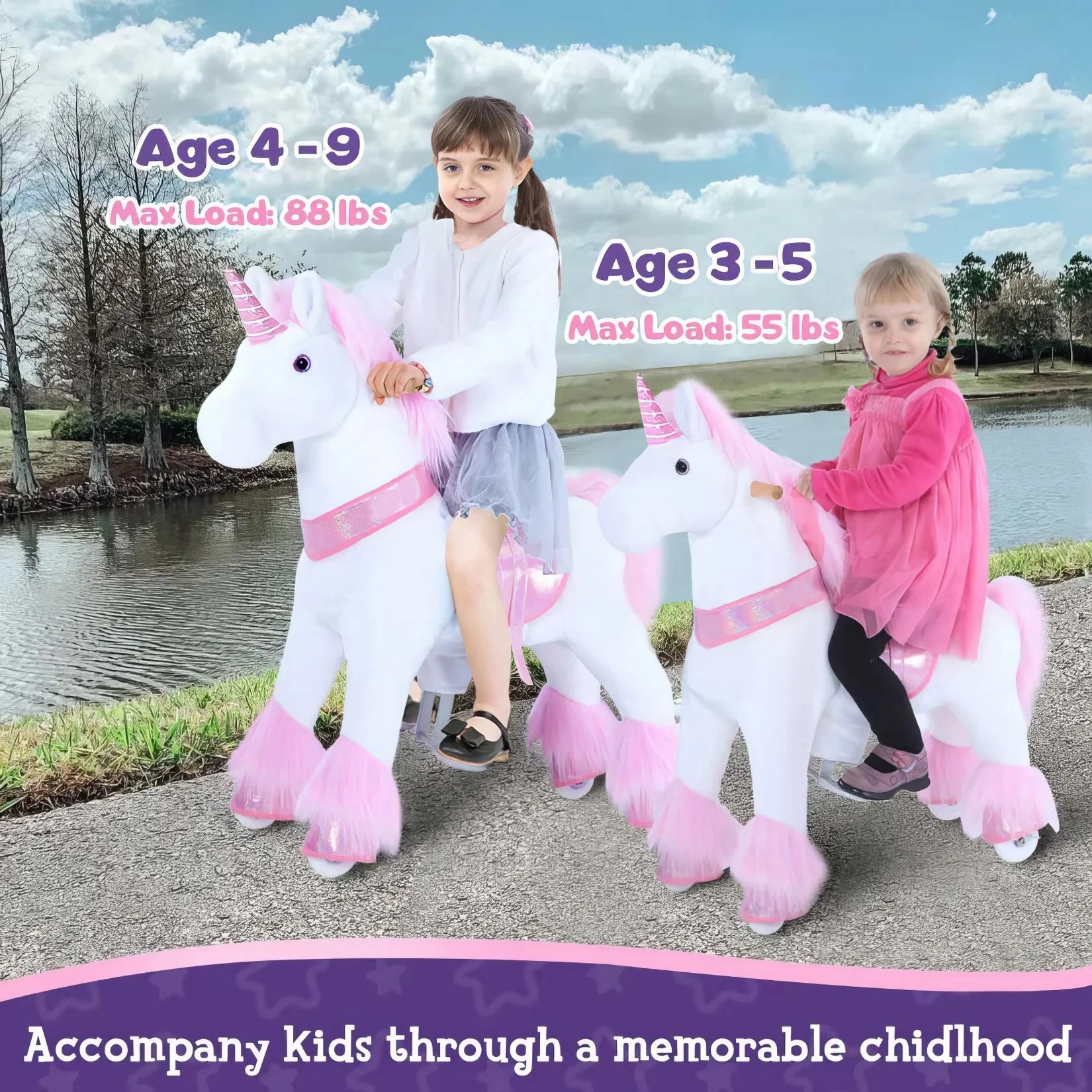 Creative minds Smart & fun Ponycycle Mechanically Walking Ride-On Pink Unicorn - Ages 4-8 Years