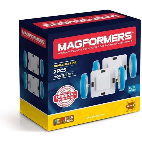 Playful learning Smart kids gear Magformers Single Set Line 2 Pc Wheel Pk - Blue