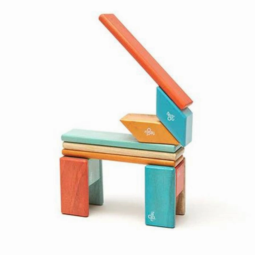 Fun that fuels growth Tools for tiny thinkers Magnetic Wooden Blocks - 14 Piece Set Sunset