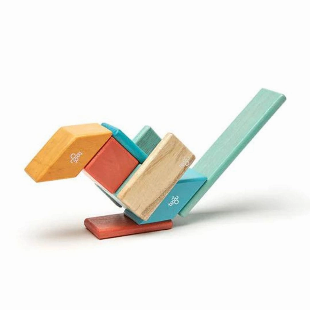 Magnetic Wooden Blocks - 14 Piece Set Sunset Early discovery Growing minds