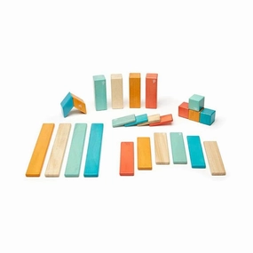Mini makers Magnetic Wooden Blocks - 24 Piece Set Sunset