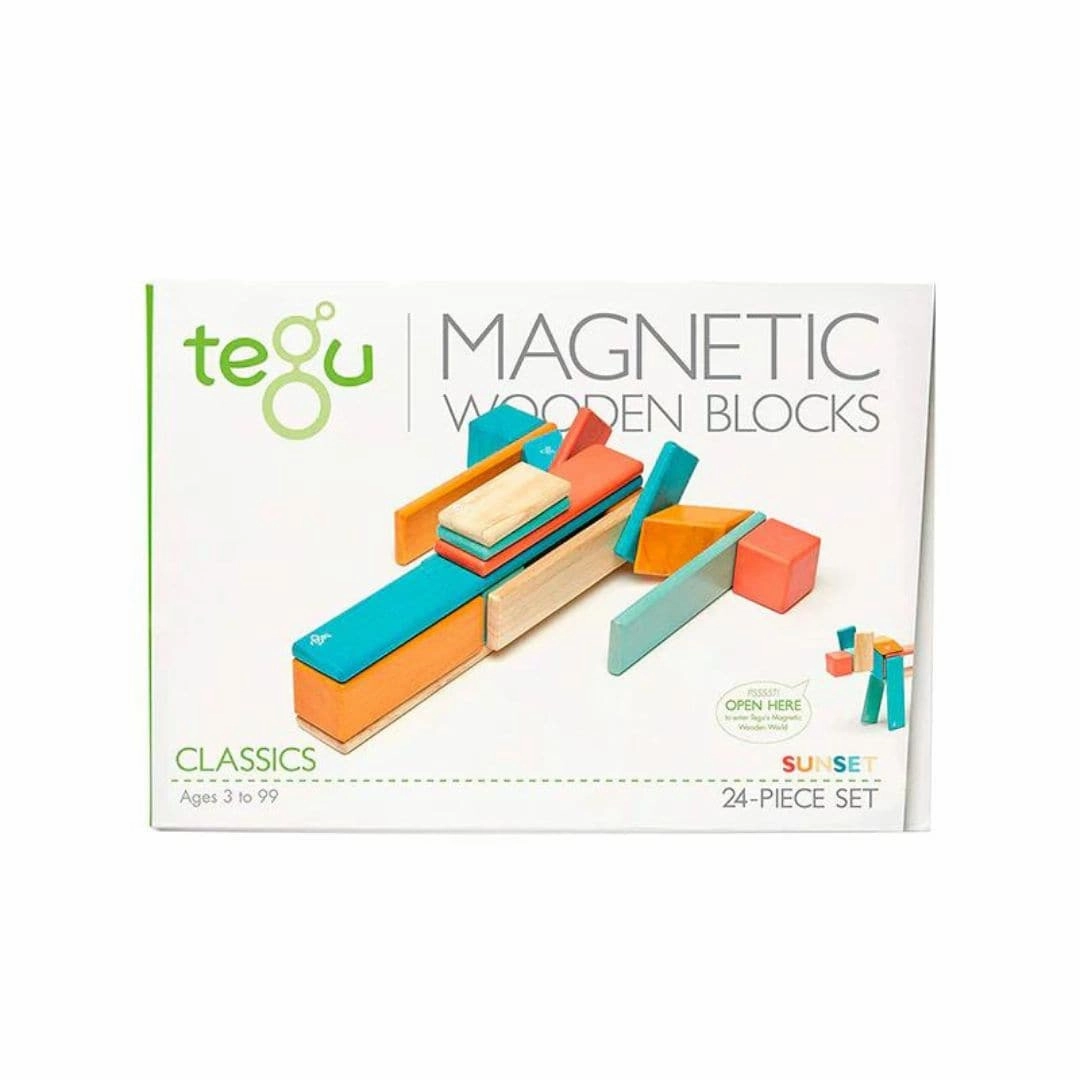 Magnetic Wooden Blocks - 24 Piece Set Sunset Young minds at work