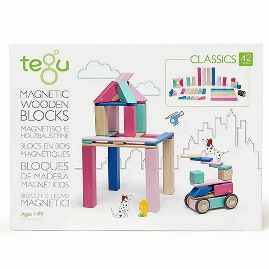 Hands-on discovery Little creators Magnetic Wooden Blocks - 42 Piece Set Blossom