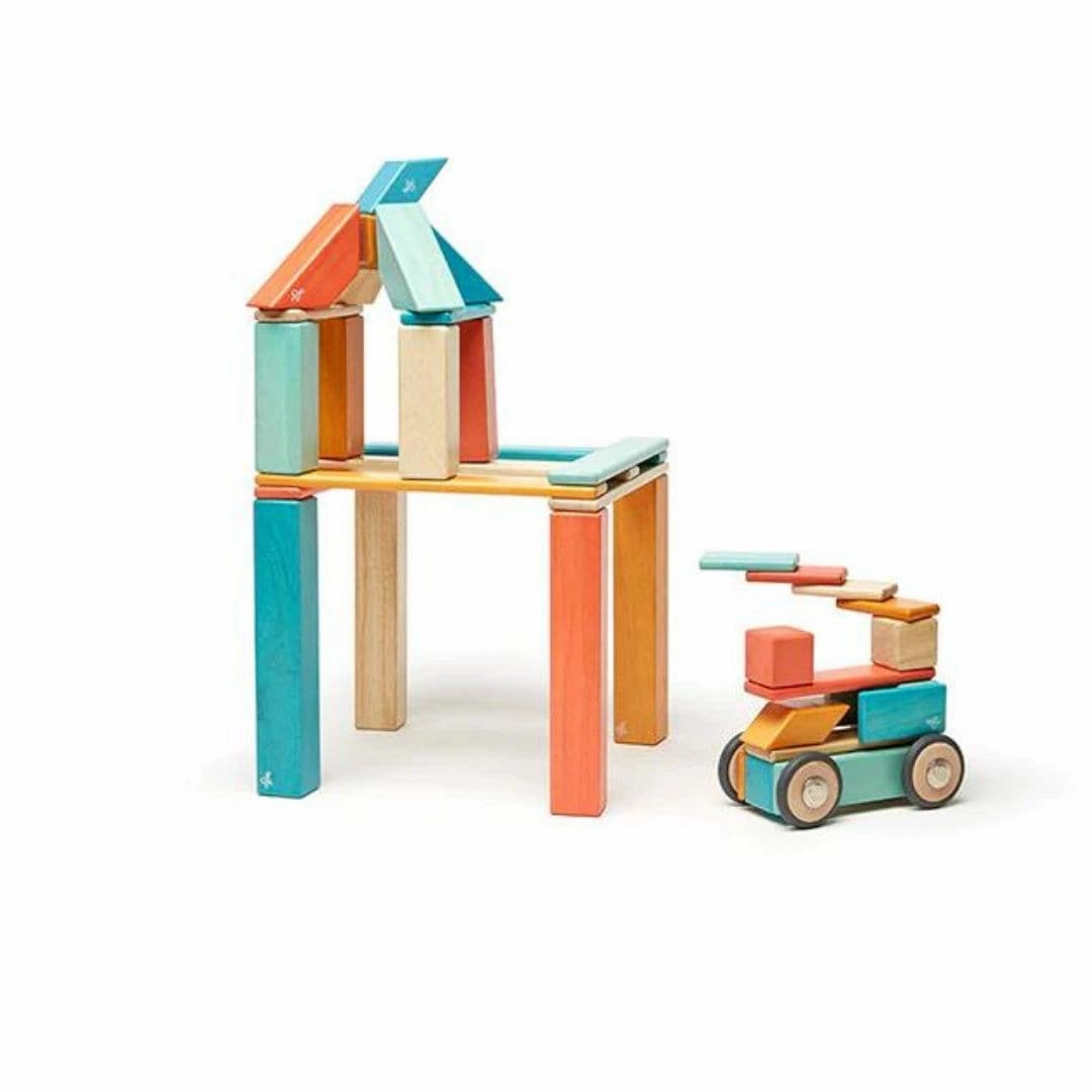 Growing minds Everyday learning Magnetic Wooden Blocks - 42 Piece Set Sunset