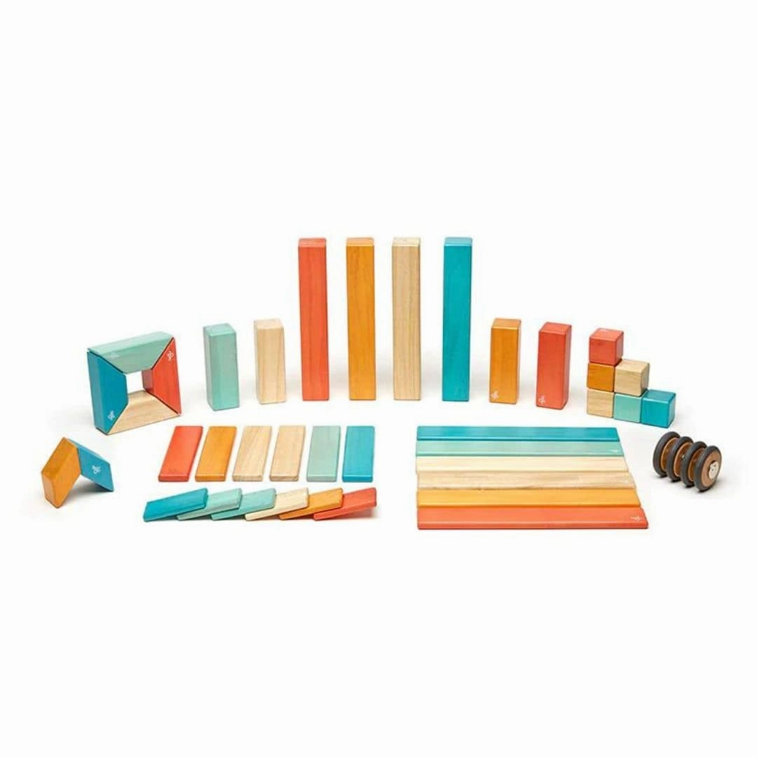 Magnetic Wooden Blocks - 42 Piece Set Sunset Sensory fun for little hands Curiosity starters