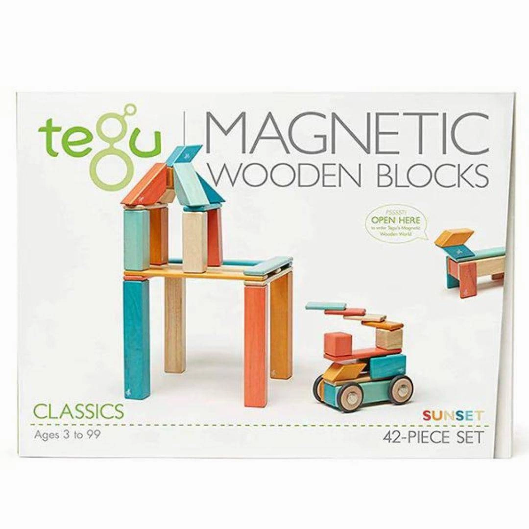 Magnetic Wooden Blocks - 42 Piece Set Sunset Learning tools