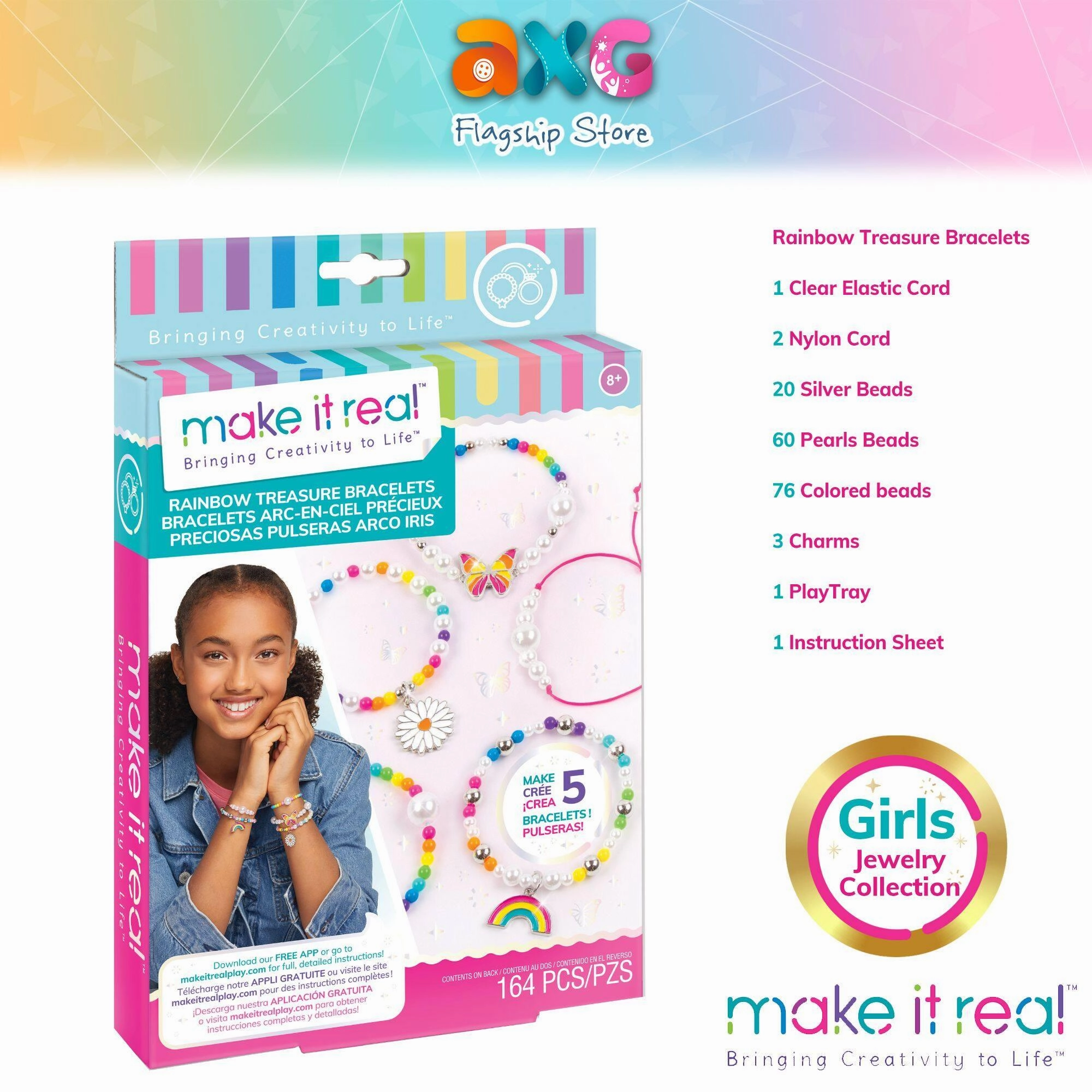 Parent-approved learning Everyday learning Make It Real 1216 - Rainbow Treasure Bracelet Kit