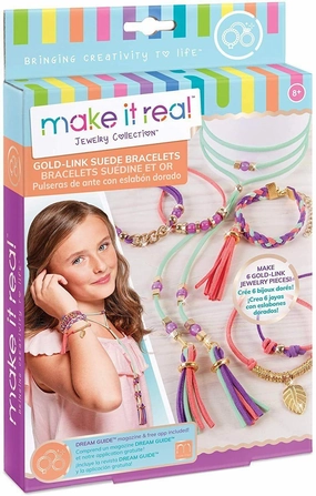 Engaging young minds Make It Real Gold Link Jewellery Suede Bracelet & Choker Making Kit