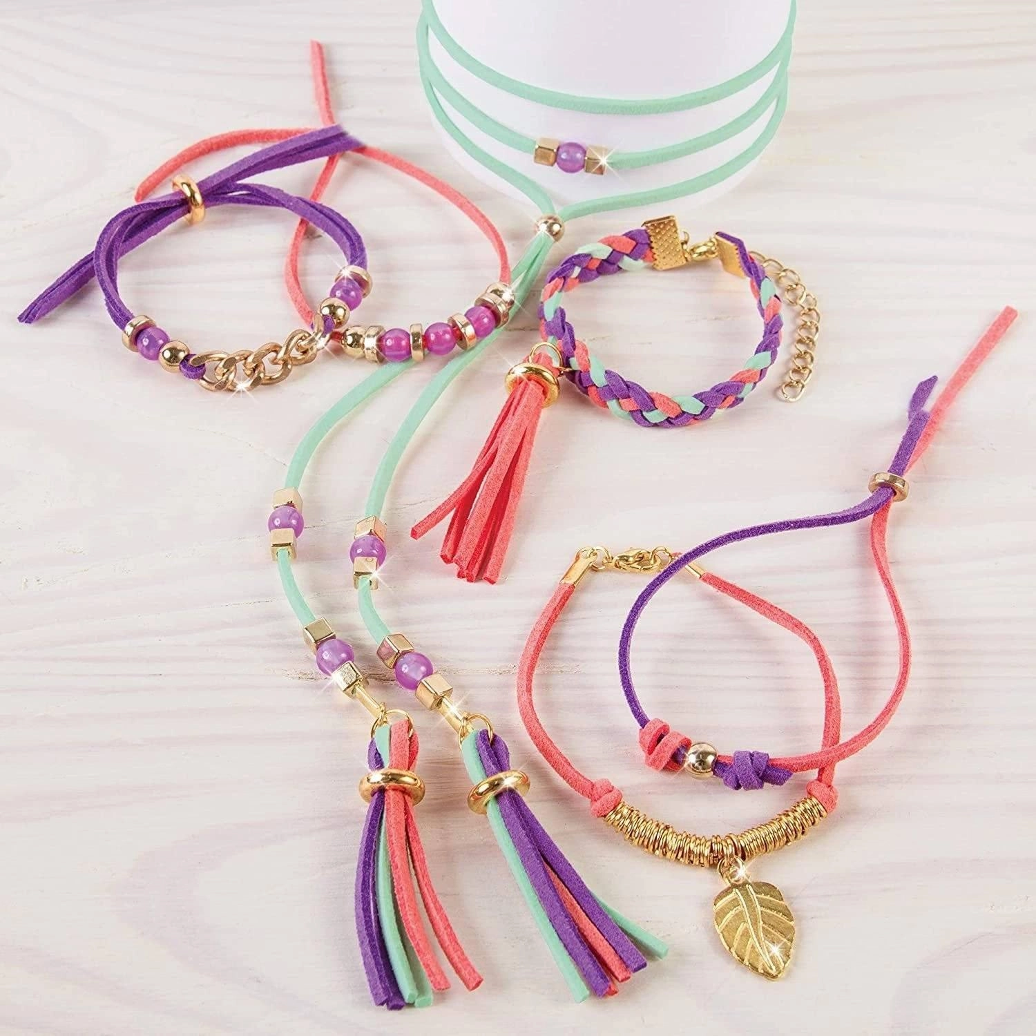 Make It Real Gold Link Jewellery Suede Bracelet & Choker Making Kit Growth tools