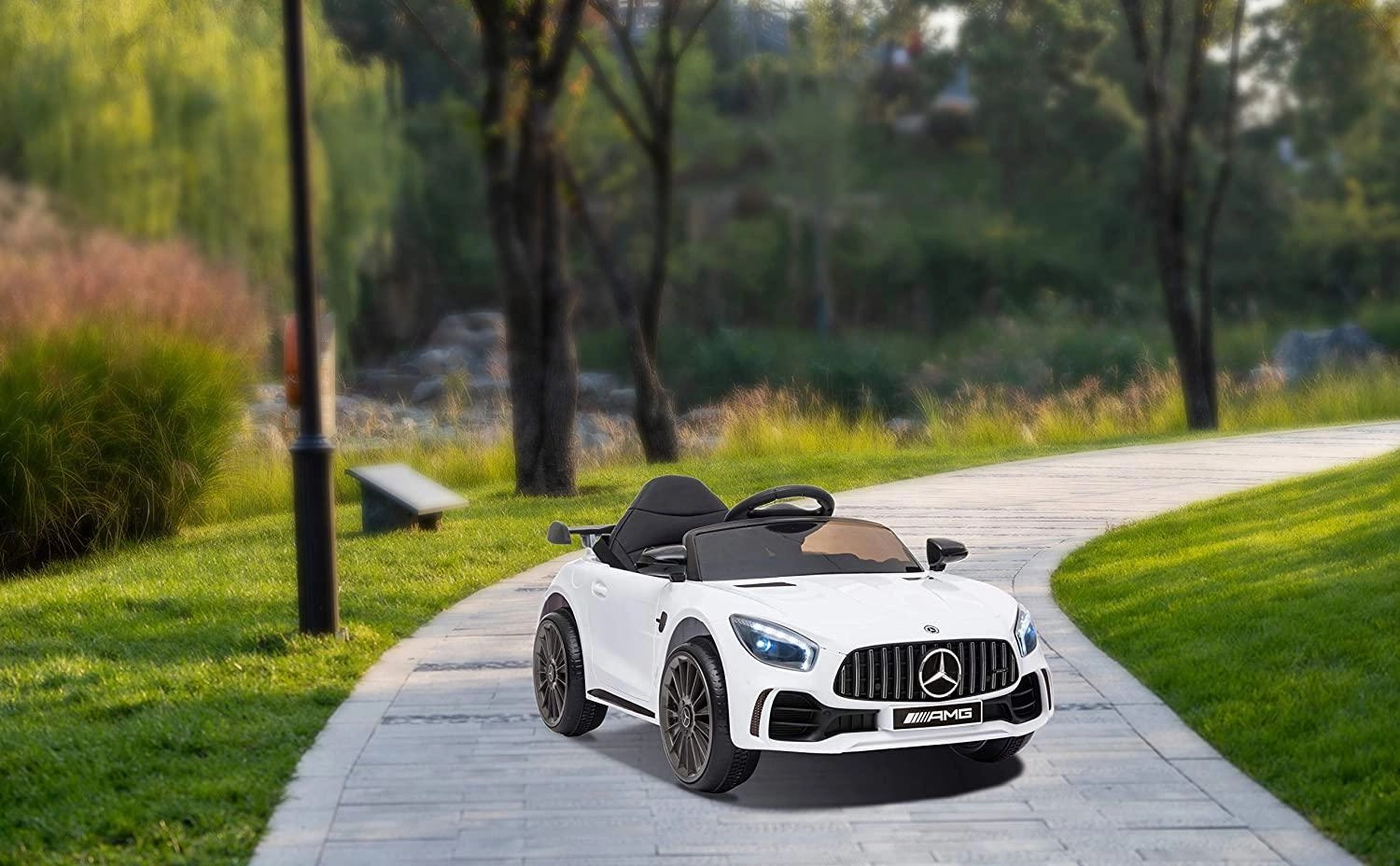 Mercedes-Benz Amg Gtr 6V Battery Ride-On Car - White Educational fun