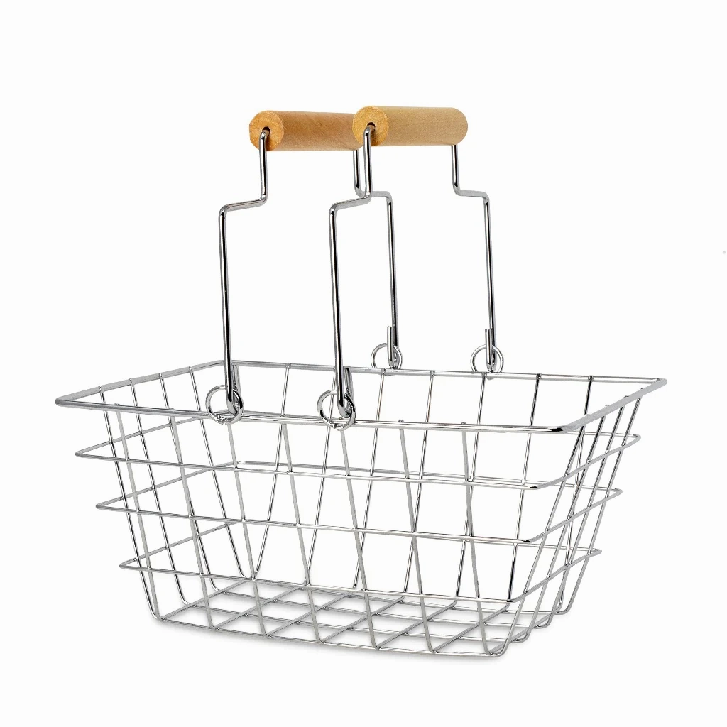 Everyday learning Creative minds Metal Shopping Basket With Wooden Handle