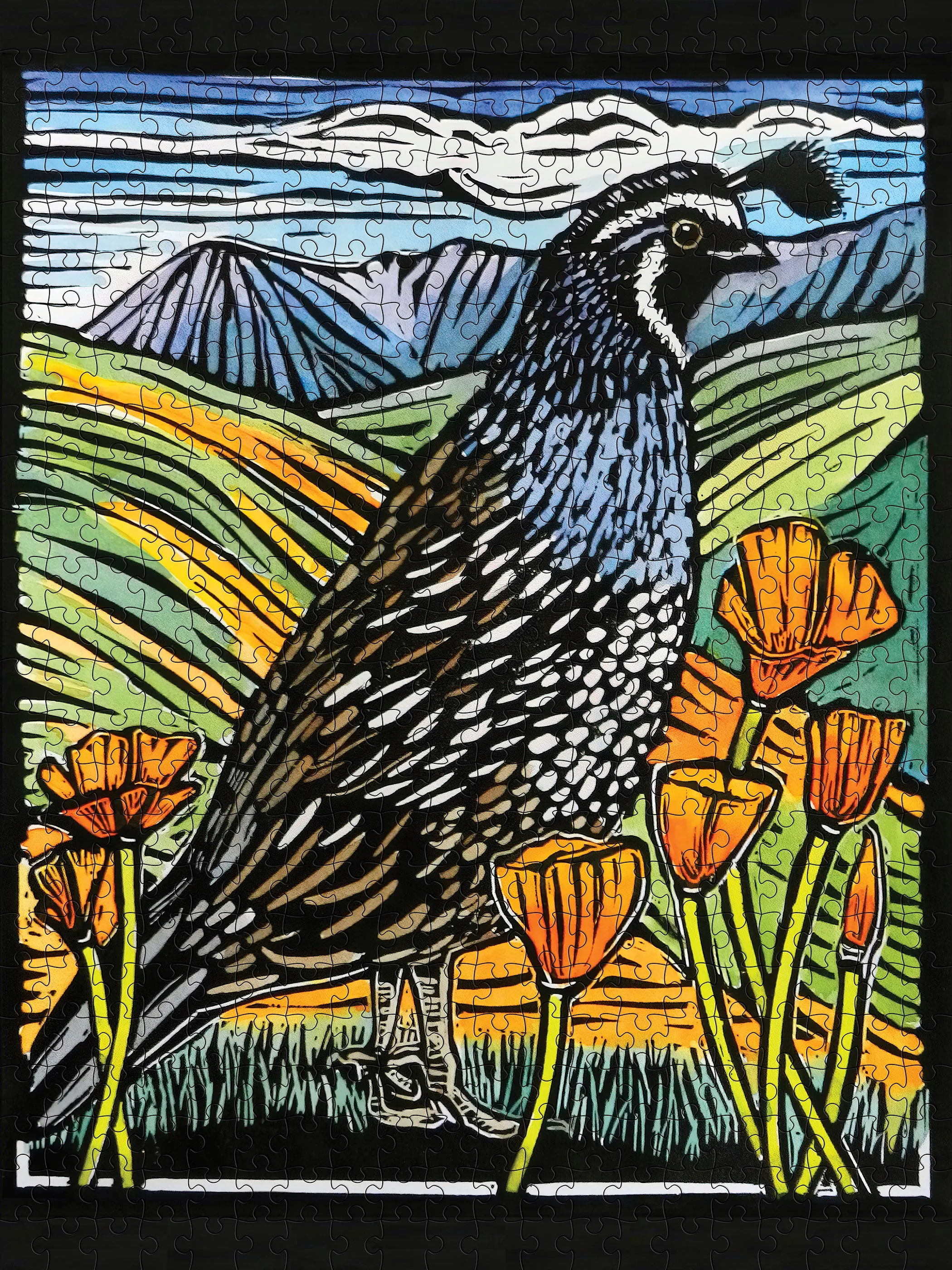 Molly Hashimoto- California Quail 500-Piece Jigsaw Puzzle Thoughtful learning Child development