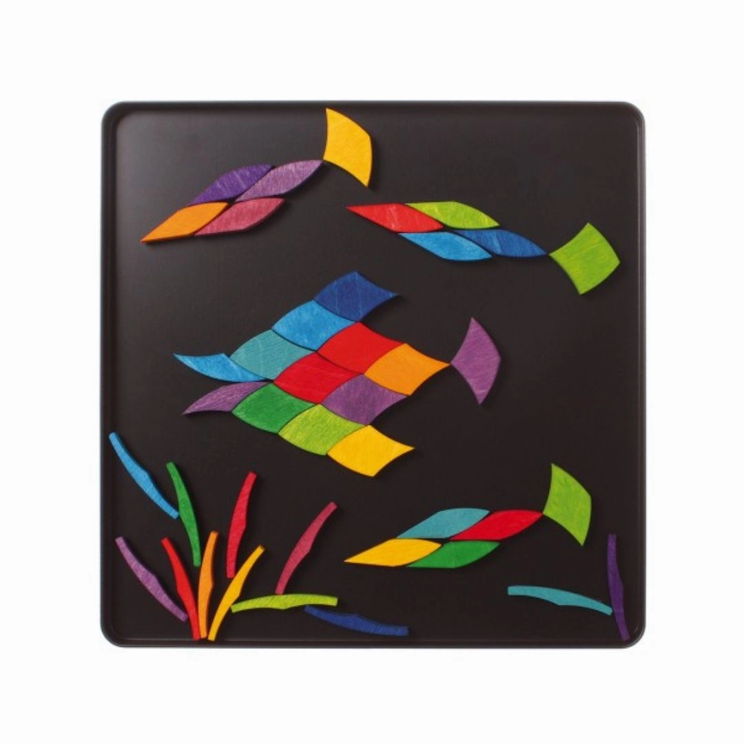 Magnetic Wooden Tile Puzzle - Rainbow Wheel Little adventures
