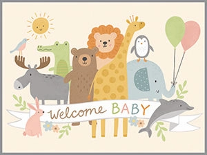 Parent-approved learning Fun for curious minds Animal Hello Baby Enclosusre Card