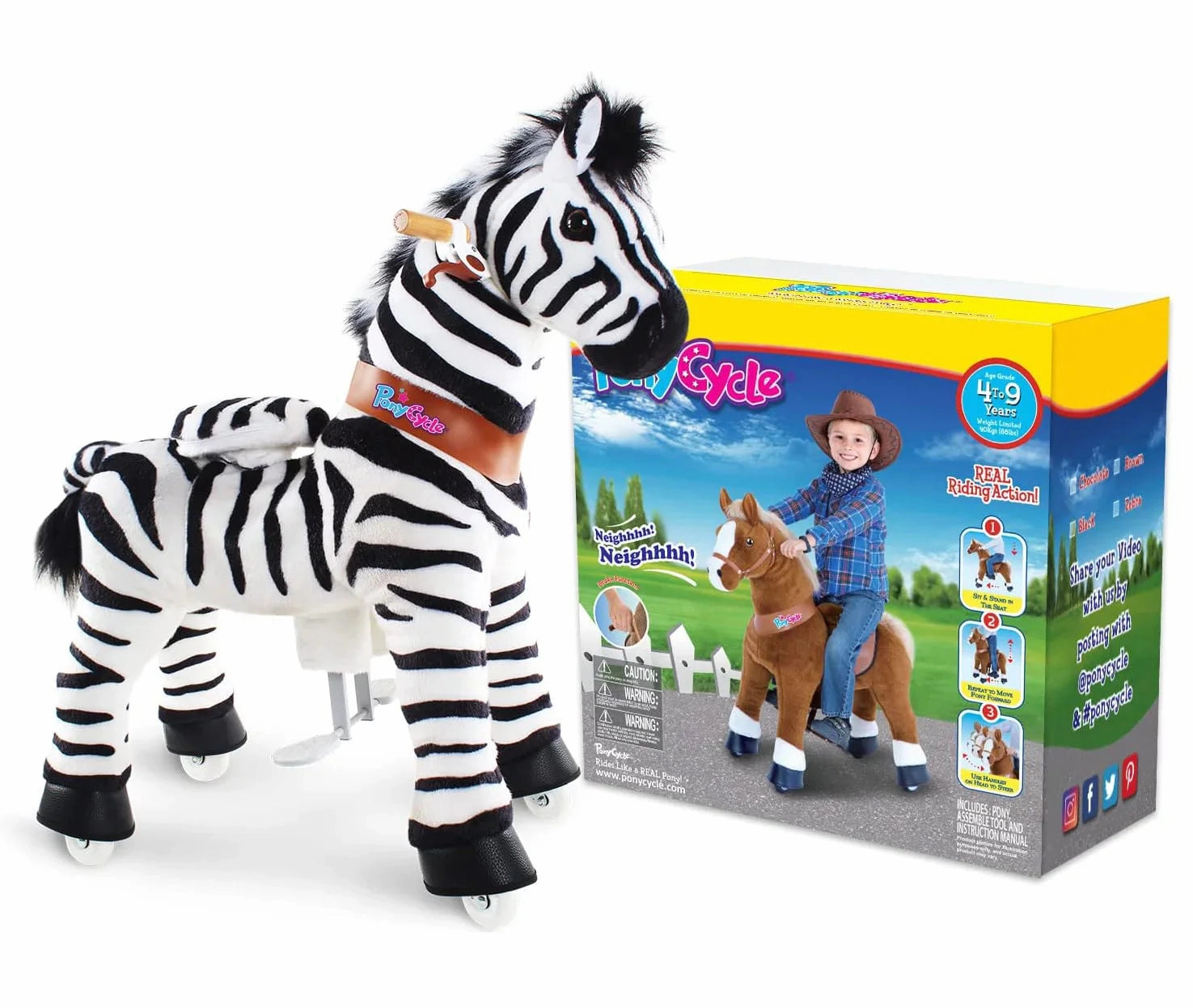 Smart activities for young learners Play-based education Ponycycle Mechanically Walking Ride-On - Zebra - Age 4- 8