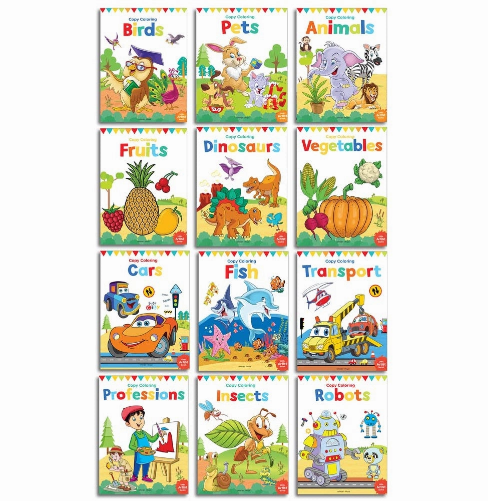 Learn & grow Kids discovery tools Coloring Books Box Set: Pack Of 12 Copy Color Books For Children [Paperback] Wonder House Books