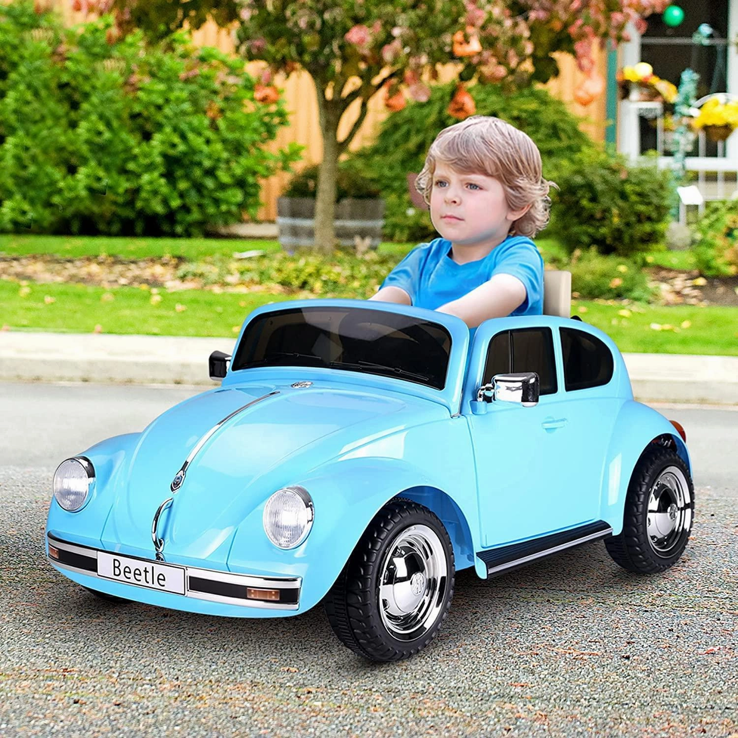 Vw Beetle 12V Battery Ride-On Car With Remote Control - Blue Active learners