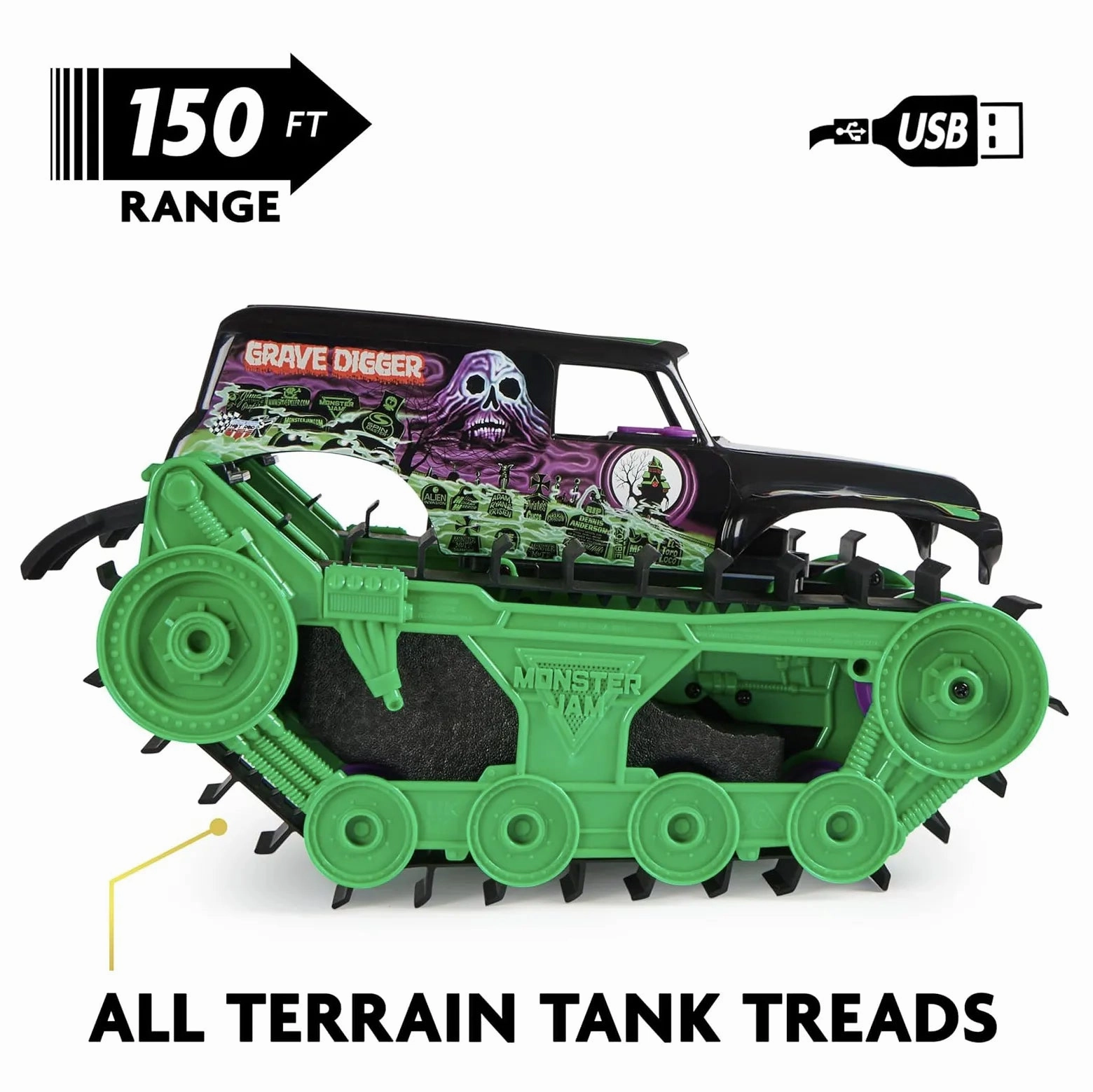 Holistic Busy kids Monster Jam Grave Digger Trax All-Terrain Remote Control Vehicle
