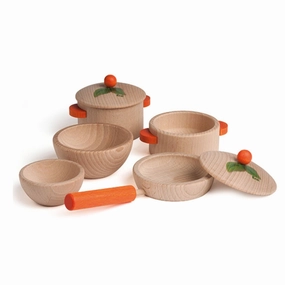 Happy hands Growth tools Natural Wooden Toy Cookware Set