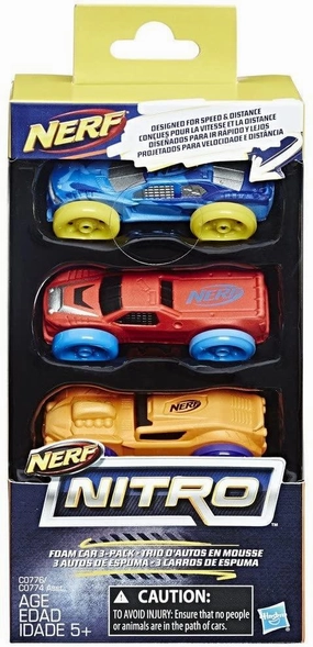 Little adventures Home learning tools Nerf Nitro C0776 Foam Cars - Pack Of 3