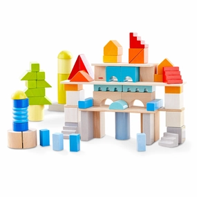 Early discovery Colored Wooden Building Blocks - 85 Piece Set