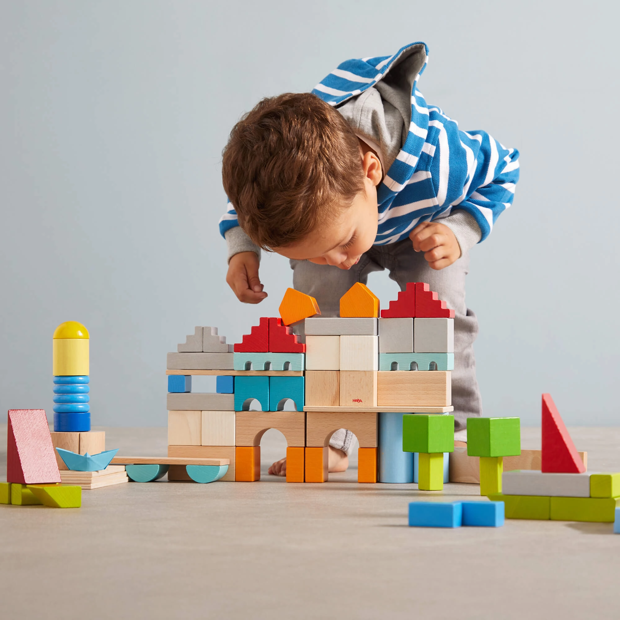Colored Wooden Building Blocks - 85 Piece Set Curiosity starters Play & learn