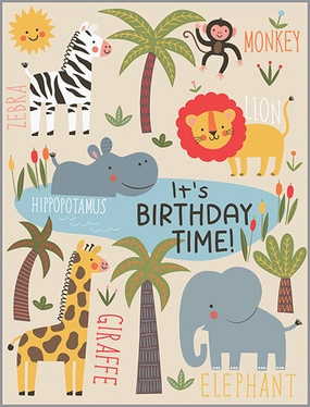 Exploration gear Cute Jungle Animals Birthday Card