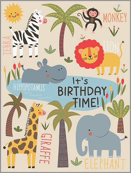 Exploration gear Cute Jungle Animals Birthday Card